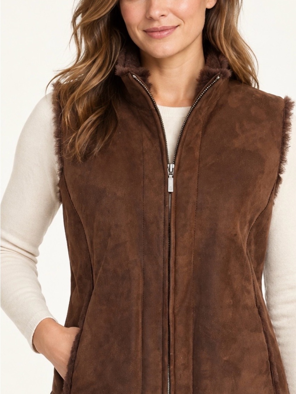 Pendleton Women's L Brown
Genuine Shearling Lamb Leather Full Zip Vest.